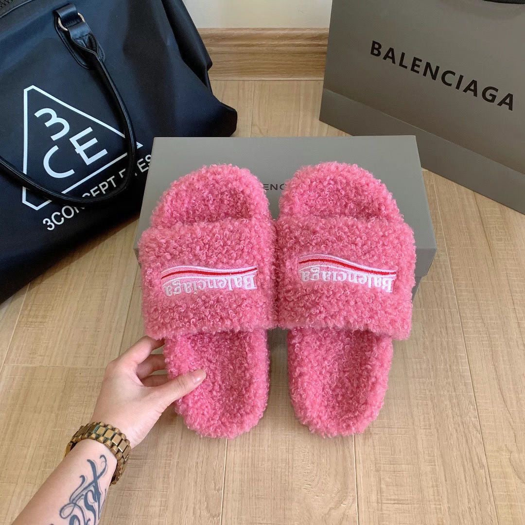 Balenciaga Furry Slides 'Pink'
