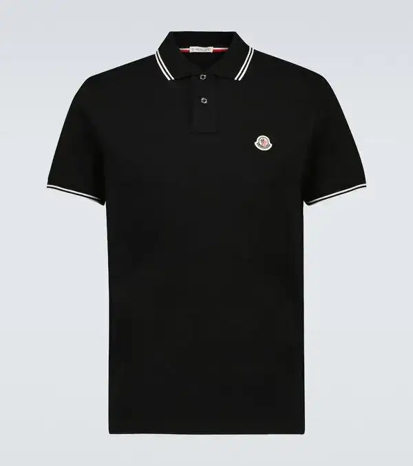 moncler-  contrast trimmed cotton polo shirt