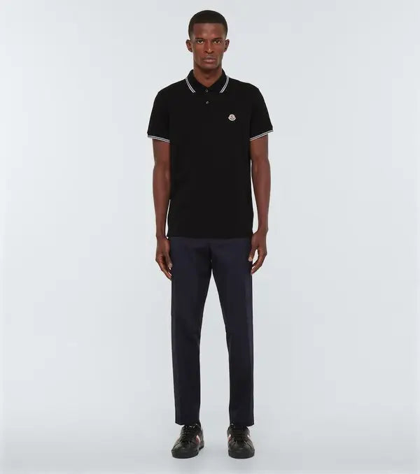 moncler-  contrast trimmed cotton polo shirt