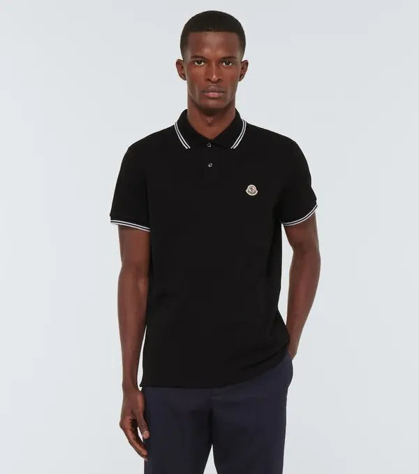 moncler-  contrast trimmed cotton polo shirt