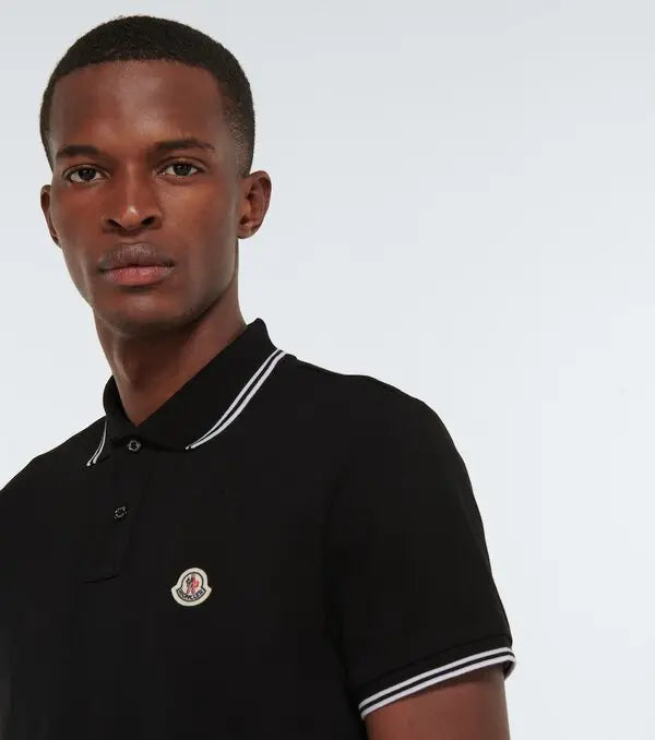 moncler-  contrast trimmed cotton polo shirt