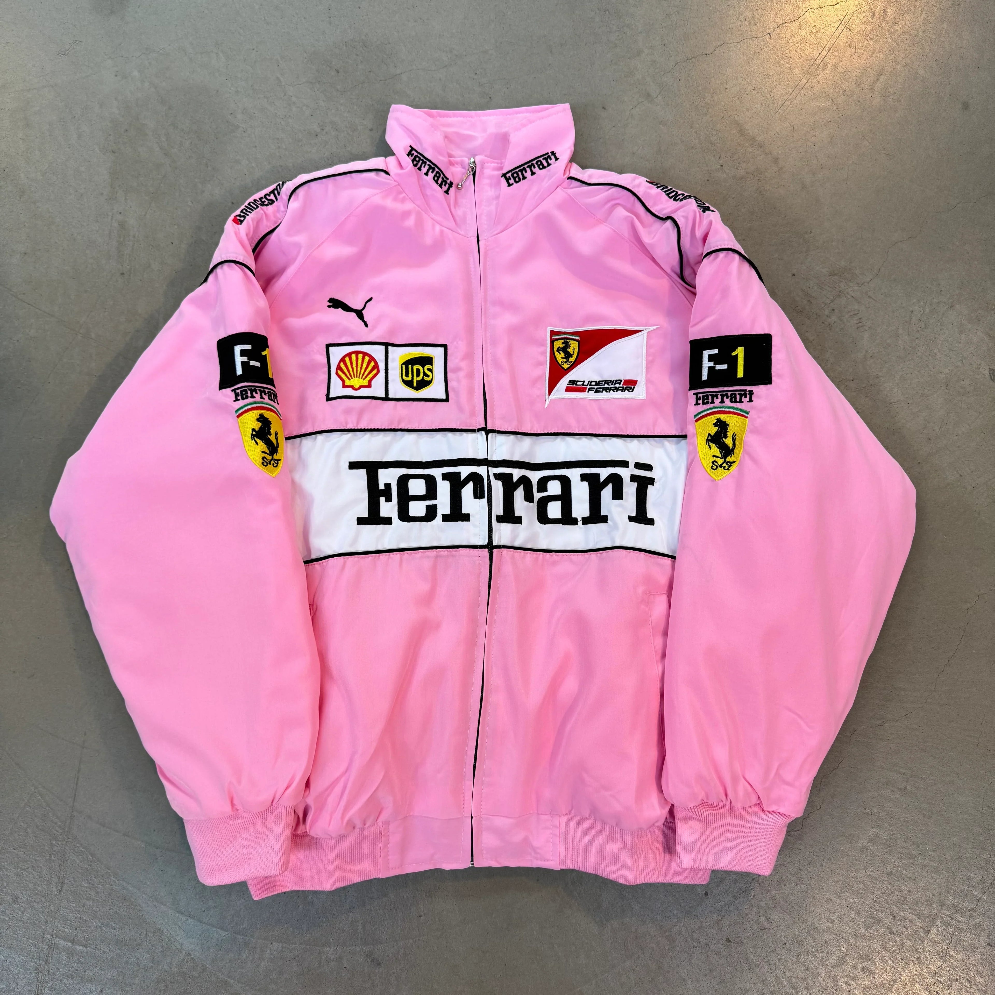Ferrari F1 Racing Team Vintage Style Embroidered Jacket (Pink Edition)