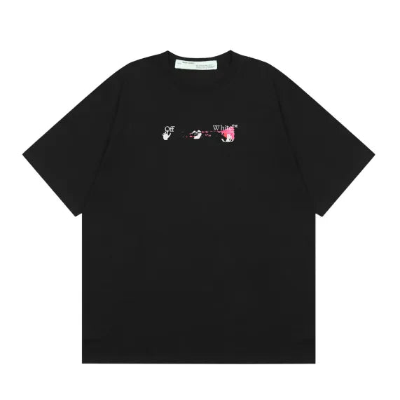 Off White Arrow Denim Logo Cotton T-shirt