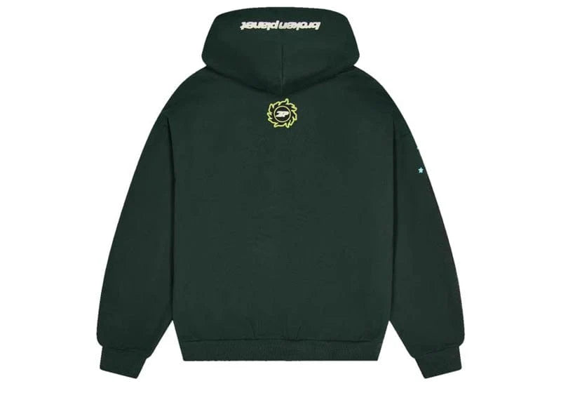 BROKEN PLANET NOT FROM HERE HOODIE - "DEEP GREEN"