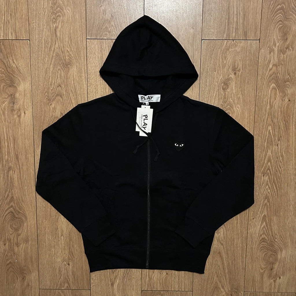 Comme Des Garçons Play Black Zip Up Logo Hoodie Men’s