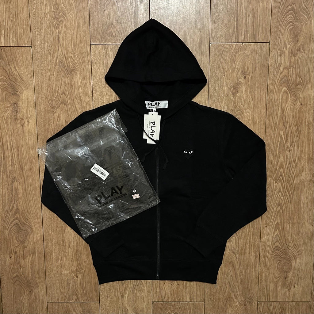 Comme Des Garçons Play Black Zip Up Logo Hoodie Men’s