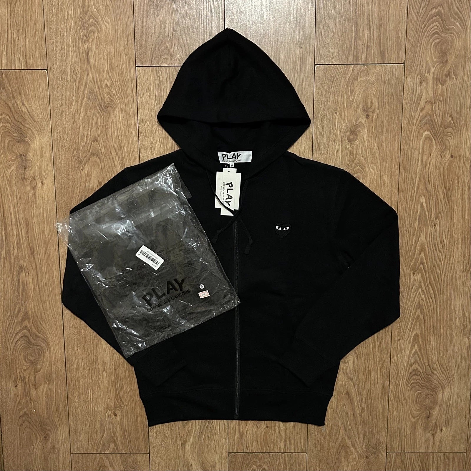 Comme Des Garçons Play Black Zip Up Logo Hoodie Men’s