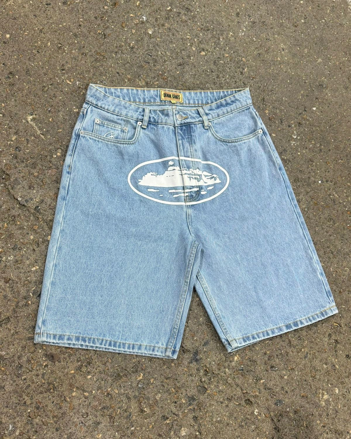 Corteiz Alcatraz Jeans Shorts - Blue