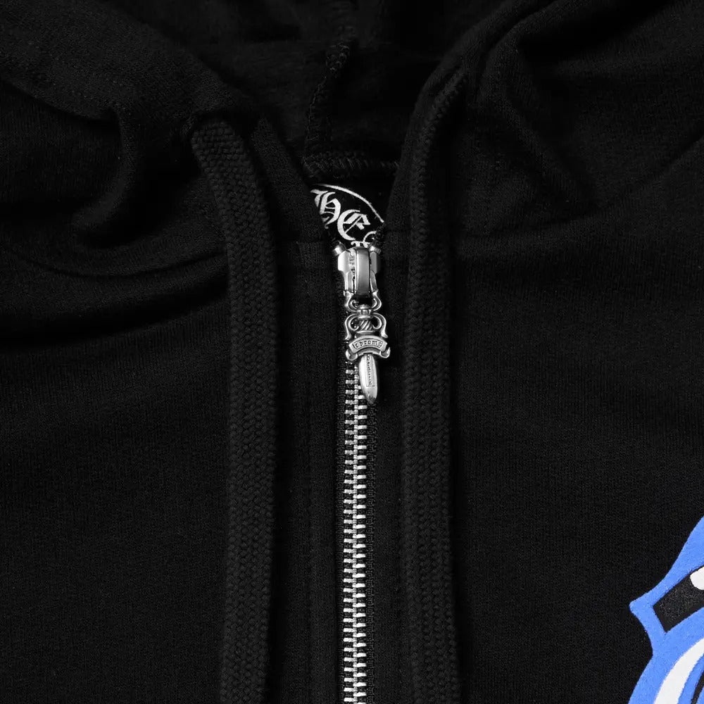 CHROME HEARTS Rolling Stones Blue Zip Up Hoodie BLACK