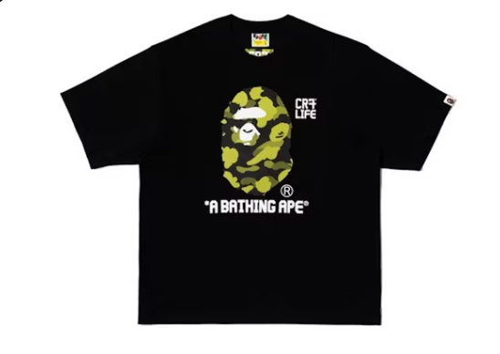 BAPE x CR7Life Big Ape Head Reflection Camo Tee Black