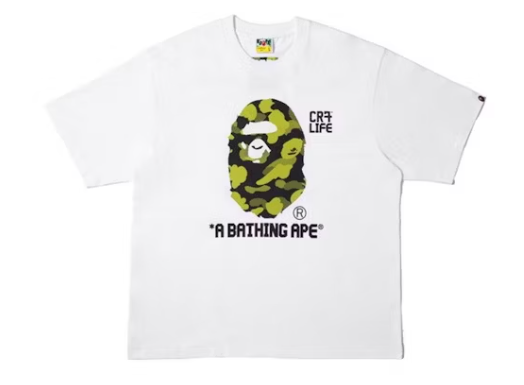 BAPE x CR7Life Big Ape Head Reflection Camo Tee White