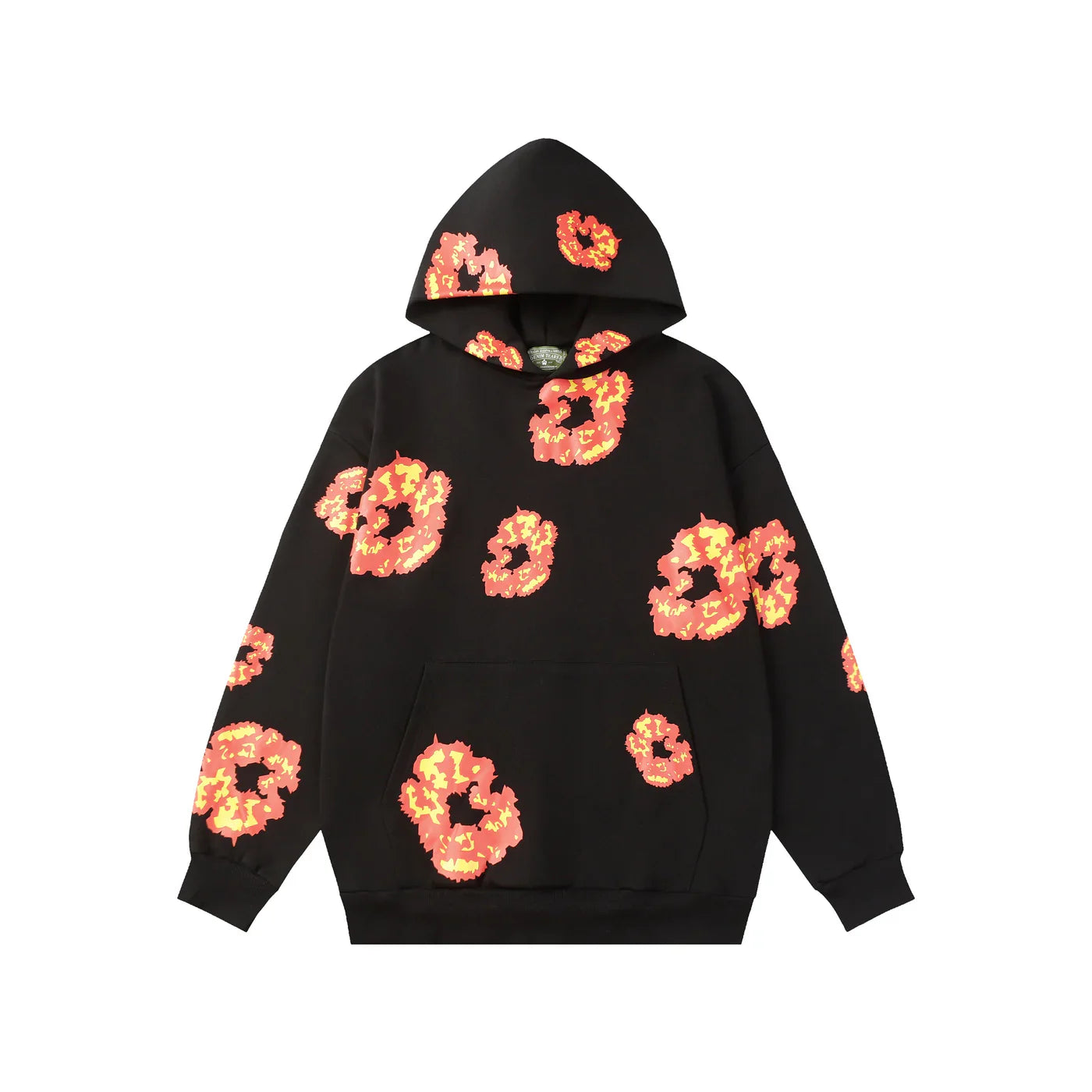 Denim Tears Hoodie Black Orange Flowers
