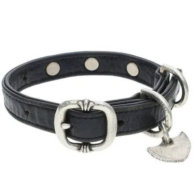 Chrome Hearts GunSlinger Cross Leather Dog Collar Black