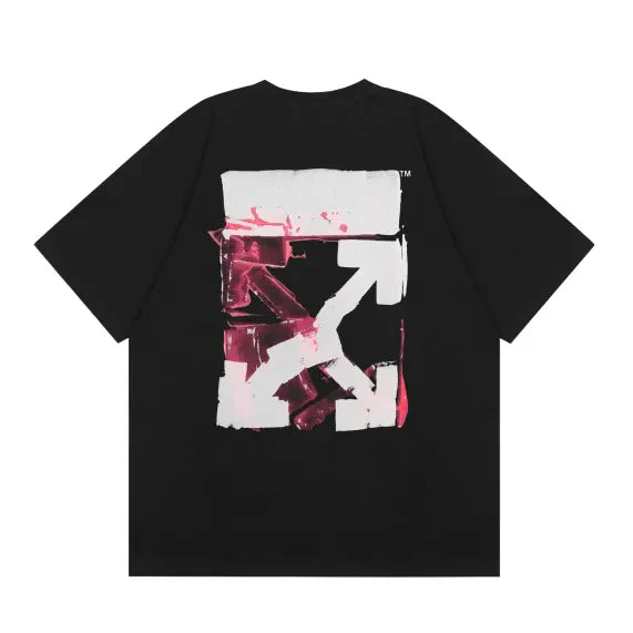 Off White Arrow Denim Logo Cotton T-shirt